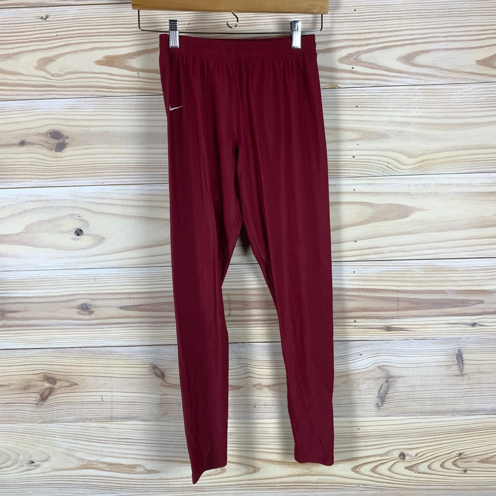 Nike Team Leggings Kids L Maroon Athletic Compression NPKN01746 Track Pants